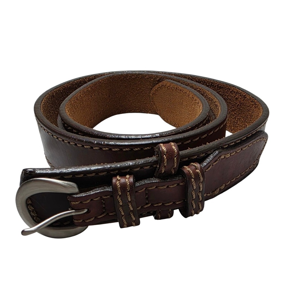 Duluth Trading Co Mens Brown Leather Triple Stitched Belt Size 38 Made in USA